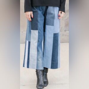 SHANNON PASSERO Teona crop pant denim patchwork wide leg one size